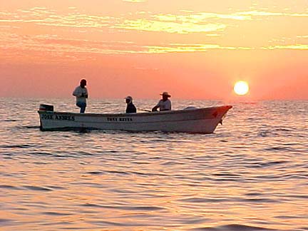 Panga fishing at Isla Partida, Baja California, Mexico.