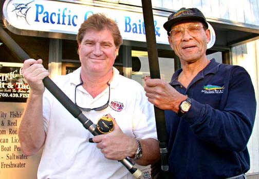 Photo William Taylor and Hugh Cobb at Pacific Coast Bait & Tackle, Oceanside, Calif. 