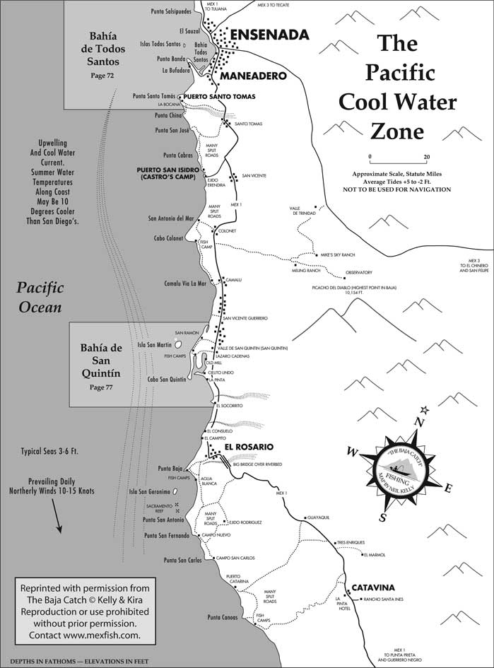 Baja Pacific Cool Water Zone Fishing Map