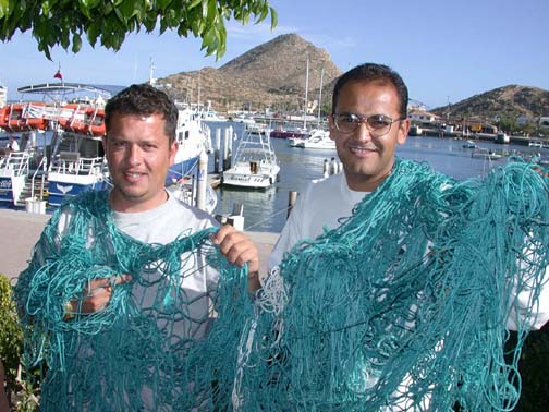 Photo net that trapped whale, Cabo San Lucas, Mexico.