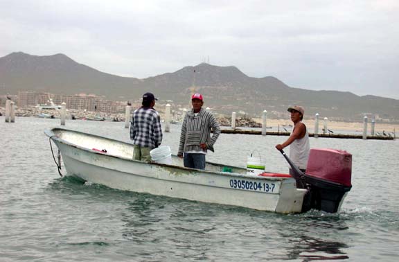 Photo of bait selling panga, Cabo San Lucas, Mexico.
