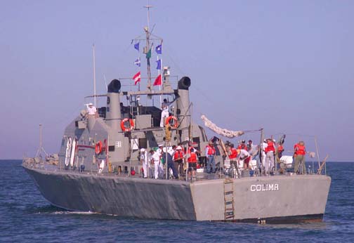 Photo of Mexican Navy boat releasing totoaba at San Felipe, Mexico.