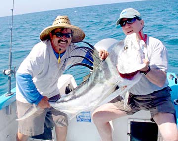 Roosterfish caught aboard the panga Cheer's at Cabo San Lucas, Mexico.