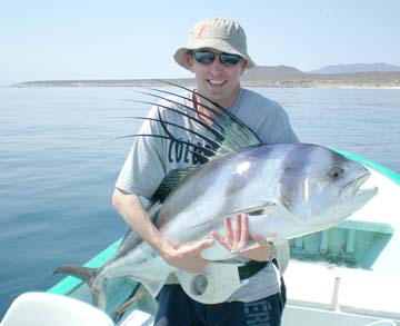 Large roosterfish caught at La Paz, Mexico.