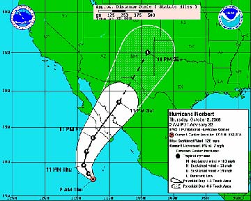 Baja California Sur, Mexico storm track graphic