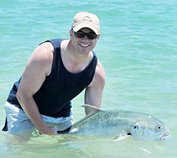 Jack crevalle release on the beach at East Cape, Mexico