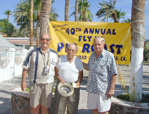Photo of Baja pilots Larry Hahn and Francisco Munoz with Don Johnson of the Hotel Sereniadad, Mulege, Baja California Sur, Mexico.