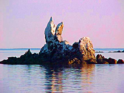 Fang rock at Puerto Refugio, Sea of Cortez, Mexico.