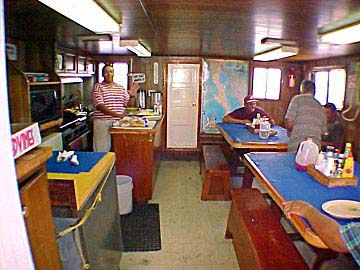 Galley aboard the San Felipe panga mothership Celia Angelina.