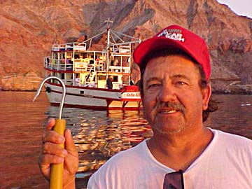 Fishing guide aboard San Felipe panga mothership Celia Angelina.