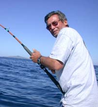 Photo of Pete Hillis fishing at San Quintin, Mexico.