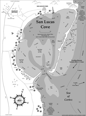 San Lucas Cove Fishing Map.